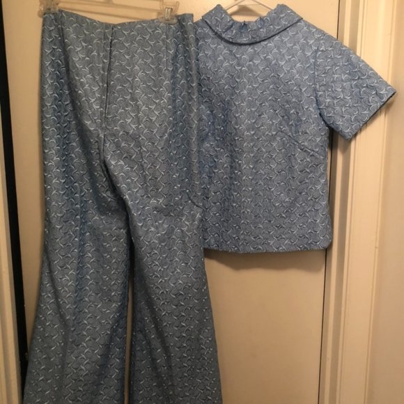 Vintage Homemade Blue Top and Pant Set - Picture 2 of 5